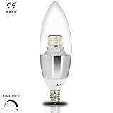 6W B35 Dimmable LED Candelabra Bulb, 60W Incandescent Bulb Equivalent Daylight White 5000K, E12 Candelabra Base LED Bulb, 600 Lumens Bullet Shape LED Candle Light Bulb, Pack of 1, by BIPEE