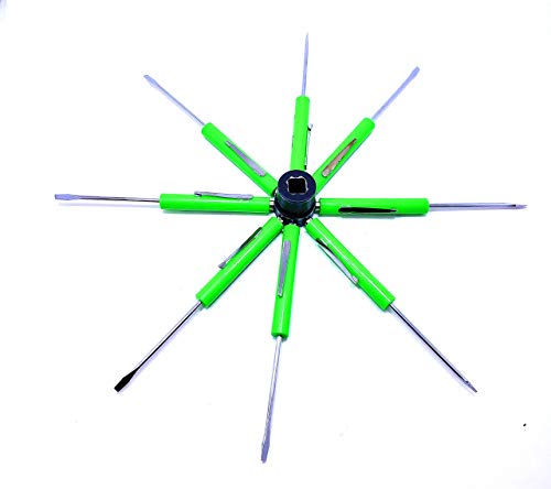 ZAC 8pc Pocket Pry bar/Screwdrivers with Magnetic Tips Compared to The Ones Off The Mac,Matco and Snap on Tool Trucks (NEON Green)