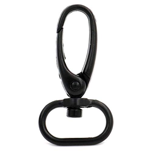 BIKICOCO 4/5\'\' Swivel Trigger Push Gate Snap Hook Lobster Claw Clasp Spring Loaded Clip, Oval-Ring Ended, Black, S-Size - Pack of 10
