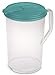 Sterilite 0488 One-Gallon Round Pitcher, Clear Base with Blue-Atoll (Teal) Lid and Tab