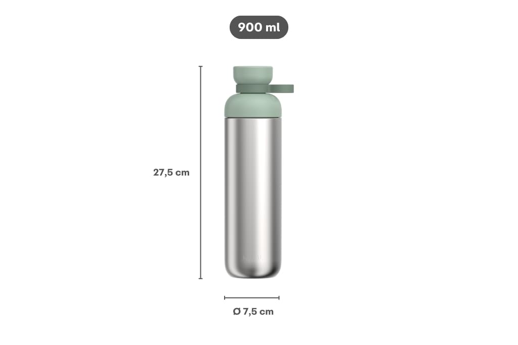 Mepal - Trinkflasche Edelstahl Vita - Große Wasserflasche - 2 Öffnungen für zusätzlichen Trinkkomfort - Auslaufsicher und Spülmaschinengeeignet - Wasserflasche Edelstahl - 900 ml - Nordic sage 3