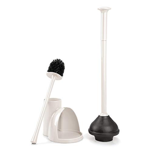 mDesign Hidden Plunger and Brush Set for Toilet Bowl Brush Cleaner