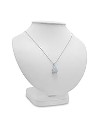 Forma de Pera Creado Opal y blanco zafiro pendant-necklace en plata de ley