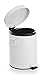 BINO Round Step Trash Can | Home or Office Bathroom Trash Cans with Lids | Kitchen Garbage Can with Non-Slip Stepper | Stainless Steel Small Trash Can with Lid | Matte White (1.3 Gallon/5 Liter)