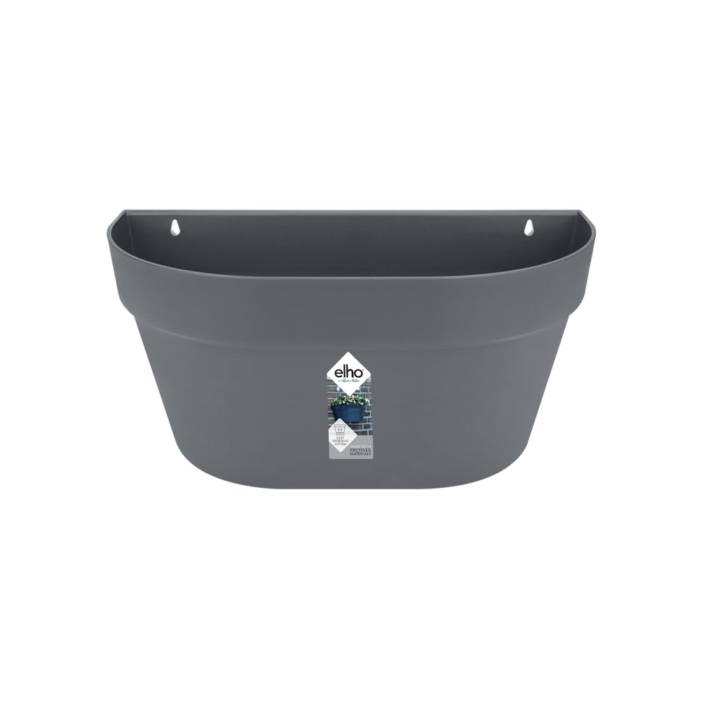 elho Loft Urban Wall Basket 40 - Planter for Balcony & Outdoor - 100% Recycled Plastic - Ø 39.3 x H 18.8 cm - Black/Anthracite