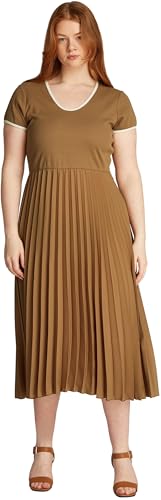 Tommy Hilfiger Vestido Mujer Contrast Soft Fit & Flare, Marrón (Hickory), 50