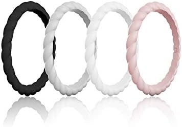 WIGERLON Womens Silicone Wedding Ring &Rubber Wedding Bands for Workout and Sports Width 3mm