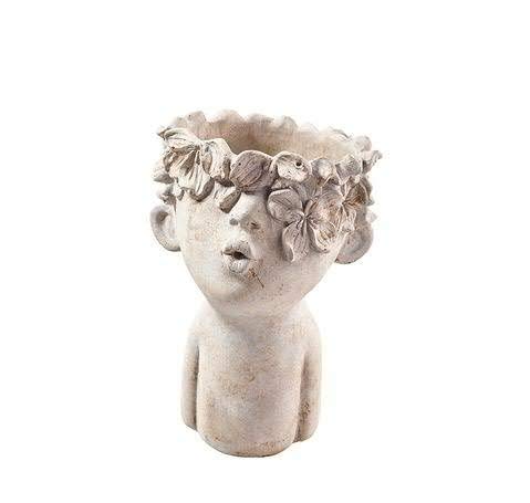 Funny plant head bust - figure for planting - ceramic planter - plant figure decoration (large: height 26 cm)