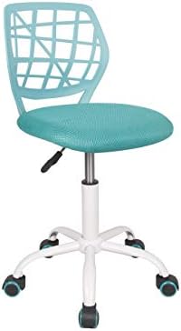 Office Chair FurnitureR Swivel Adjustable Armless Kids Study Chair with Cross Star Mid Back Task Computer Desk Chairs Turquoise