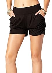 Solid Midnight Black Shorts for Women High Waisted