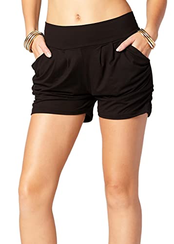 Solid Midnight Black Shorts for Women High Waisted