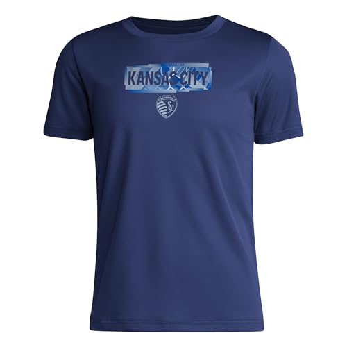 Photo 1 of adidas Unisex Kid's Kansas City MLS Short Sleeve T-Shirt, Navy/Sporting KC, X-Large