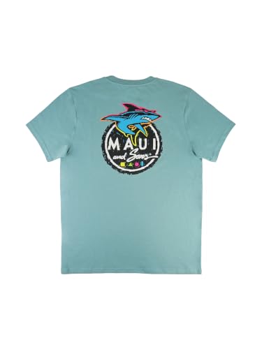 Maui and Sons Twisted Puff T-Shirt for Men & Women | Classic Steel Blue Short Sleeve Crew Neck Graphic Tee Inspired by California Surf Culture & Designed for Everyday Comfort (Small) at Amazon