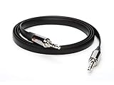 Griffin Flat AUX Cable, Tangle and Kink Resistant, 3.5 mm Male-to-Male Auxiliary, 3 feet, Durable, Black