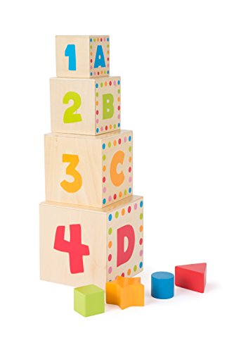 Small Foot Stapelwürfel aus Holz, mit bunten Tiermotiven und integriertem Steckspiel, für Kinder ab 12 Monate, 10627… – Bild 3