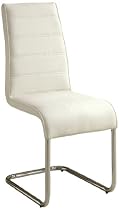 Furniture of America Vinson Modern Leatherette Dining Chair, White, Set of 4
