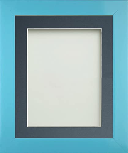 Frame Company Candy Range Aqua Blue 9x7 Frame With Blue Mount for image size 7x5 inches
