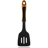 Letschef Nylon Slotted Spatula, 13-Inch Non-Stick Flexible Turner, Kitchen Cooking Utensil With Long Grips Handle, Heat Resistant Up To 210C, Good For Teflon Skillets Pans, Dishwasher Safe, Black