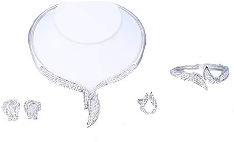 OUHEJewelry Sets for Women- Wedding Jewelry Sets for Brides -18k Gold/Silver Plated- Prom Party African Necklace Jewelry Set
