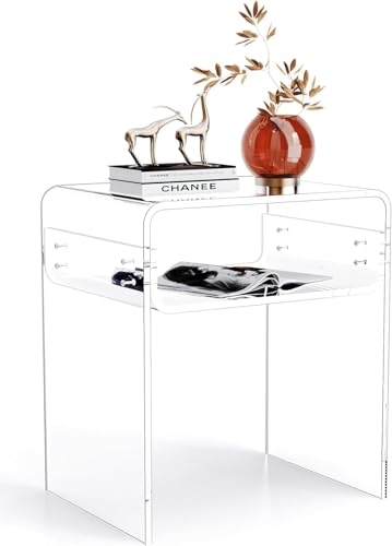 Solaround Acrylic Side Table, Bedside table Nightstand, Transparent Acrylic Tables (Clear)