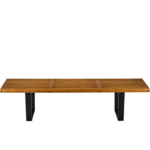Poly and Bark Slat 5' Bench In Walnut