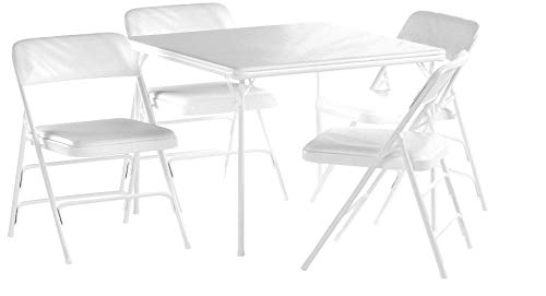 XL Series Vinyl Folding Card Table and Chair Set (5pc) - Comfortable Padded Upholstery for Easy Cleaning - Fold Away Design, Easy Storage - Premium Quality, Wheelchair Accessible (White)