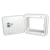 JR Products E7132-A Polar White Medium 30/50 Amp Key Lock Electric Cable Hatch