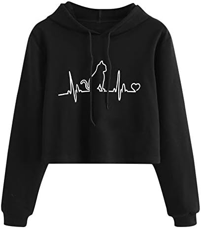 Cropped Hoodies for Teen Girls, Corriee Women Casual Long Sleeve Sweatshirts Pullover Fall Round Neck Hooded Outwear