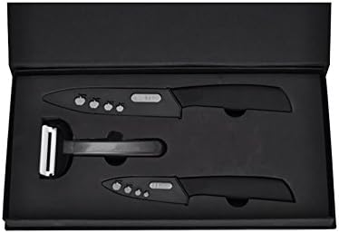 Gemtune High-quality 3 Piece Premium Kitchen Ceramic Paring Knife Set with Gift Packaging- 5 Inch Utility + 3 Inch Paring + 1 Peeler