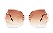 JOJO'S SECRET Oversized Rimless Sunglasses,Gradient Clear Lens Sunglasses JS019 (Gold/Gradient Brown, 2.56)