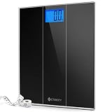 Etekcity Digital Body Weight Bathroom Scale with Step-On Technology, 400 Pounds, Body Tape Measure Included, Elegant Black (12 inch x 12 inch upgrded Platform)