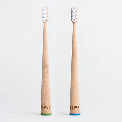 MABLE Bamboo Toothbrush, Self Standing, Non Toxic Soft Bristles, Pack of 2