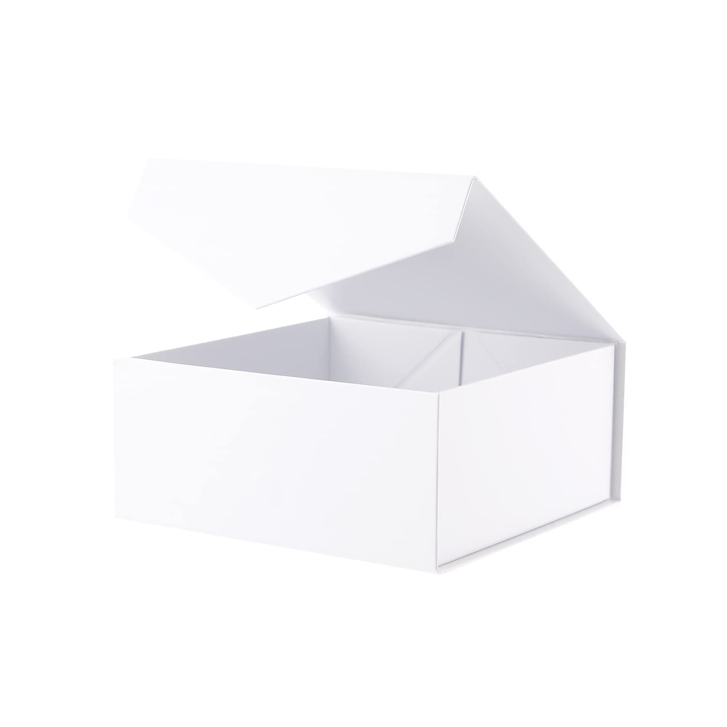 Photo 1 of BLK&WH Gift Box 7.5x7.5x3 Inches With Magnetic Lid, Bridesmaid Proposal Box, Collapsible (Matte White)