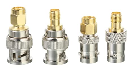 Canary Radio SMA BNC Adapter - Set of 4 Pack - Coax RF Antenna, Male - Female Connectors for CB, Ham, PMR Radio