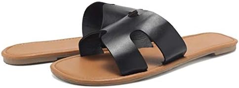 CROTI Flat Sandals for Womens Slides Open Toe Slip On Shoes for Summer Greece Sandal Casual Cutout H Slippers