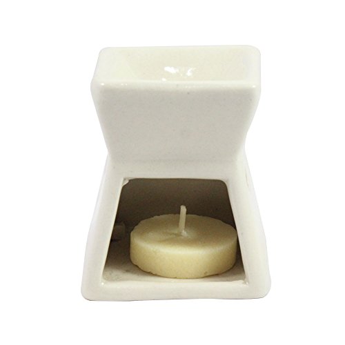 India Meets India Ceramic Handmade Aroma Diffuser (White) with 1 Candle