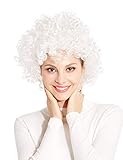 HÖTER Clown Curly Afro Wig, Halloween Party Costume Hair Wigs, White