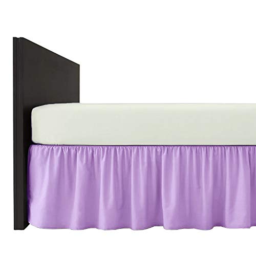 COMFORTESY Plain Dyed Poly-Cotton Frilled Bed Base Valance Sheet - Easy Care, In 20 Colours - Machine Washable (Lilac, Super King)