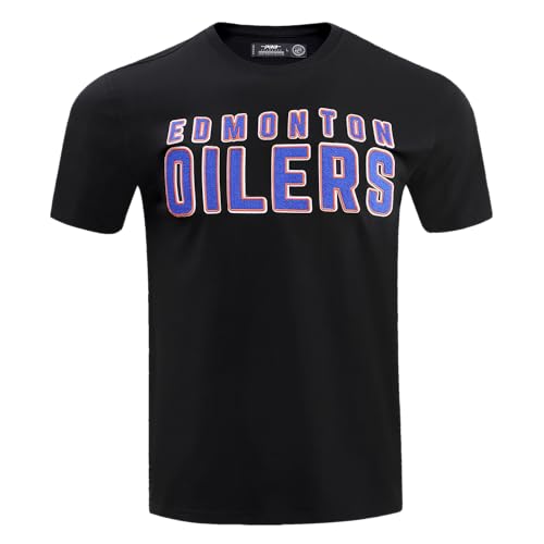 Pro Standard Mens NHL Edmonton Oilers Classic Chenille Short Sleeve Tee Black L