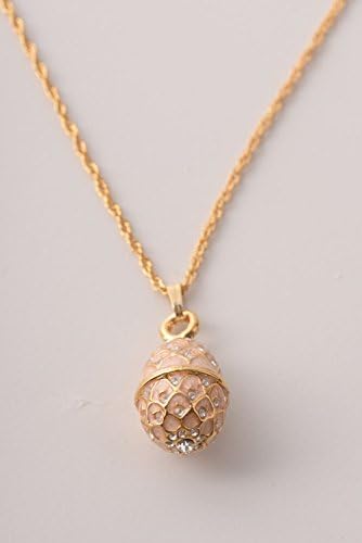 Keren Kopal Gold & Pink Fabrege Styled Pendant Necklace Decorated with Swarovski Crystals for Her