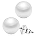 10mm Pearl Stud Earrings, Cat Eye Jewels S925 Sterling Silver Button Ball White Shell Pearl Stud Earrings E05