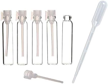 100PCS 1ml 1/4 Dram Empty Glass Perfume Sample Bottle Vials with 3ml 1pcs Droppers Samplers for Essential Oils Aromatherapy caps with