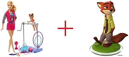 Barbie Gymnastic Coach and Student Dolls Playset AND Disney Infinity 3.0 Edition: Nick Wilde Figure - Bundle