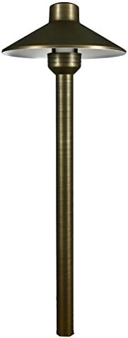 LUMiON Outdoor Lighting Classic 7" Hat/Shade (Solid Brass) Path/Area Light Antique Bronze Finish 15" Stem Low-Voltage