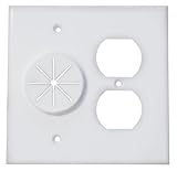 Midlite Double Gang Cable Pass Through Wall Plate with Dual Outlet Cover - White