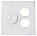 Midlite Double Gang Cable Pass Through Wall Plate with Dual Outlet Cover - White