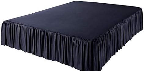 LuxuriousSheets 3 Side Coverage Ruffle/Gathered Bed Skirt with 16 Inch Drop Length (King, Solid Navy Blue) 1500 Series Brushed Microfiber - Covers Bed Legs and Frame