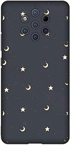 Aksuo for Nokia 9 PureView Case, Women Girls boy Men Printed Black Design Plastic Case with TPU Bumper Protective Cover,Star Moon