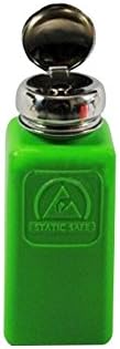 KOKEE 6OZ Green Disspative ESD Protective HDPE Bottles ,One Touch Stainless Steel Liquid Dispenser Pump, ESD Safe durAstatic Square Bottle