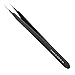 Tweezees Precision Black Coated Stainless Steel Tweezers - Professional Slant Tip & Splinter Tip Tweezer - Includes a Canvas Storage Bag!